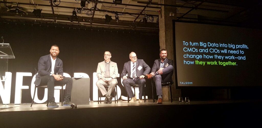 Olivier Laquinte, Tracy Smith, Denis Gagnon, Éric Leboeuf à l'événement infopresse, Data Marketing le 4 avril 2019